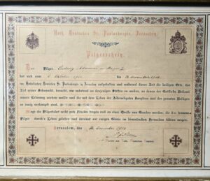 Pilgerschein im Rahmen