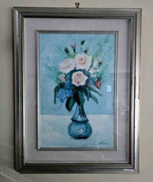 Pietro Ferrari – Vaso con Rose, Öl/Lw., signiert