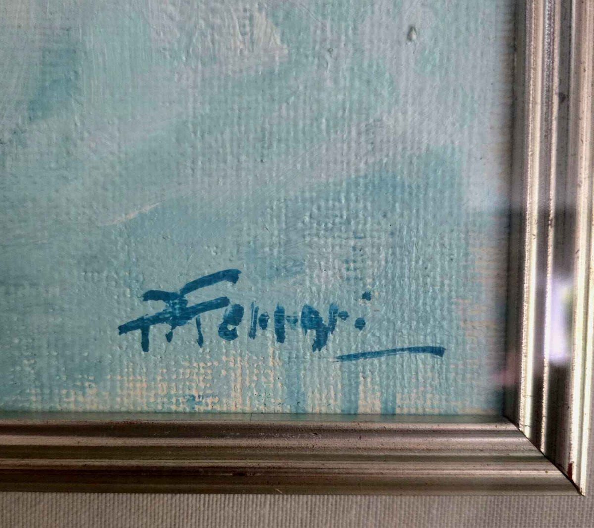 Pietro Ferrari – Vaso con Rose, Öl/Lw., signiert