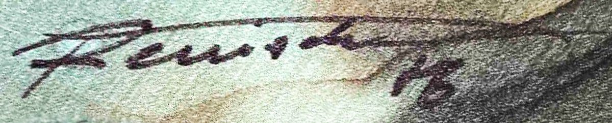 Seidenmalerei – Abstrakte Landschaft, signiert
