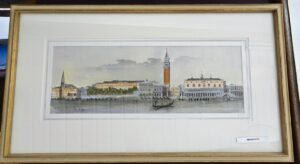 Venedig mit Dogenpalast, Panorama-Aquarell