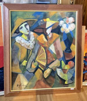 Ney Cardoso – Zwei Frauen mit Hut, Öl/Lw.