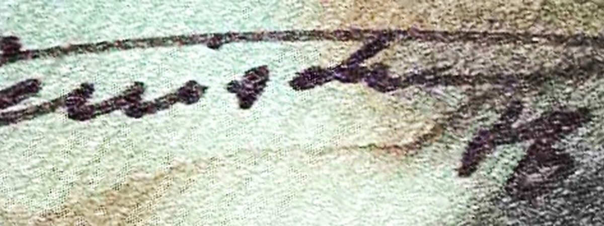 Seidenmalerei – Abstrakte Landschaft, signiert