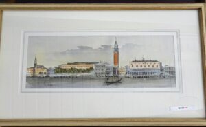 Venedig mit Dogenpalast, Panorama-Aquarell