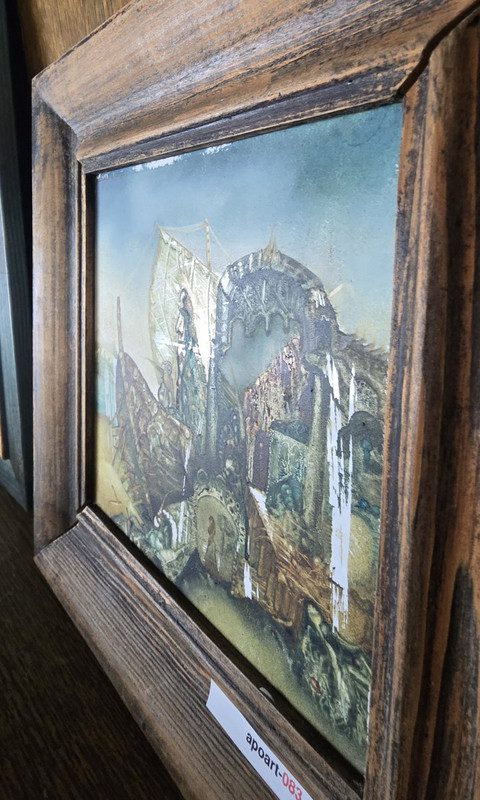 Surrealistische Miniatur auf Keramikfliese