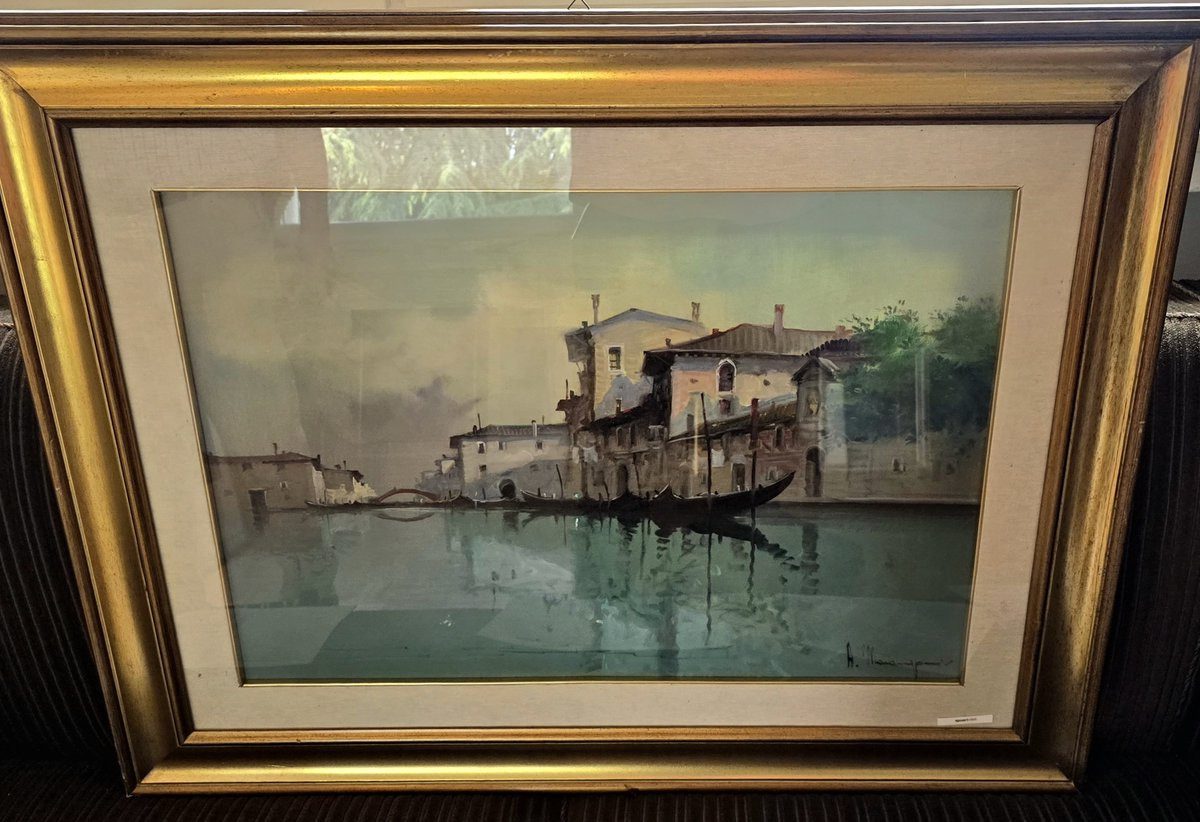 Aldo Marangoni – Venedig mit Gondeln, Öl