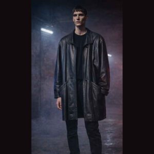 Echtledermantel 90er schwarz, Rave-Style