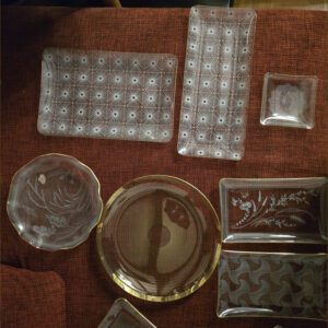 Mid-Century Glas-Set, Tortenplatten, 12-tlg.