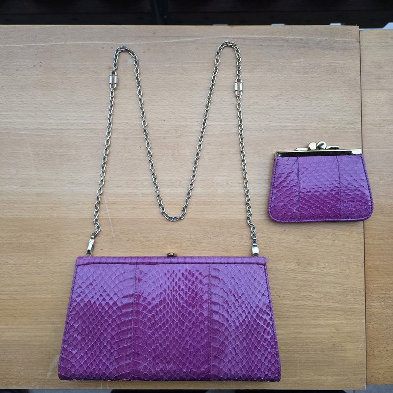 Clutch Red Snake Abendtasche, Vintage – Bild 4