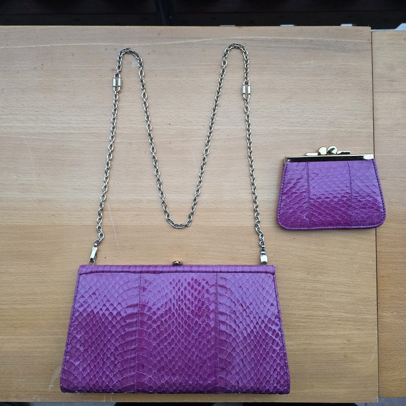 Clutch Red Snake Abendtasche, Vintage – Bild 5