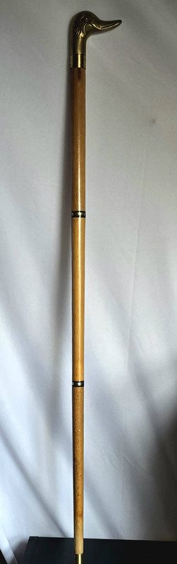 Gehstock mit Entenkopf, Messing/Holz