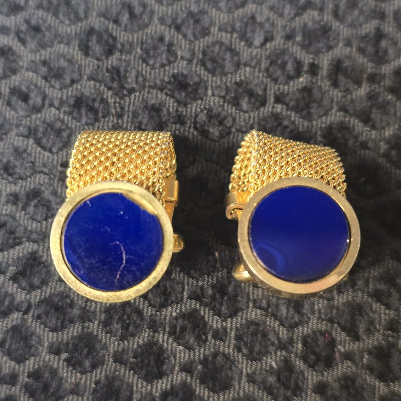 Mesh-Wrap Manschettenknöpfe, Gold/Lapisblau