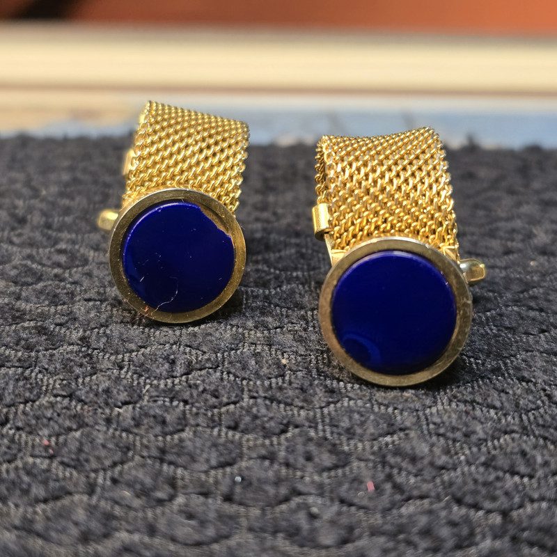 Mesh-Wrap Manschettenknöpfe, Gold/Lapisblau