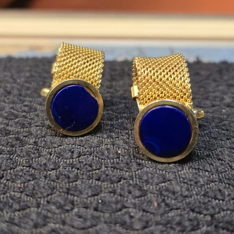 Mesh-Wrap Manschettenknöpfe, Gold/Lapisblau