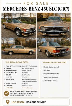 Mercedes 450 SLC C107 V8, TÜV neu
