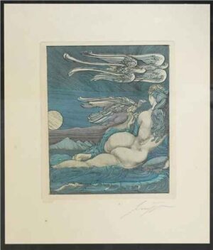 Ernst Fuchs – Bachnymphe, Farbgrafik